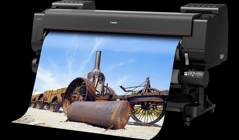 Canon imagePROGRAF PRO-6100 large-format printer producing an archival giclée print